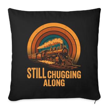 Locomotive à vapeur rétro Railfan - Housse de coussin décorative 45 x 45 cm - noir - Devant