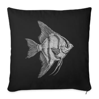 Angelfish Silhouette Sketch - Sofa pillowcase 17,3'' x 17,3'' (45 x 45 cm) - black - Front