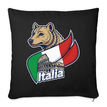 Italian Wolf with Colosseum - Sofa pillowcase 17,3'' x 17,3'' (45 x 45 cm) - black - Front