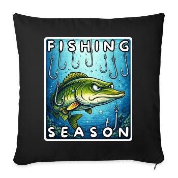 Chemise de pêche drôle de brochet, autocollant - Housse de coussin décorative 45 x 45 cm - noir - Devant