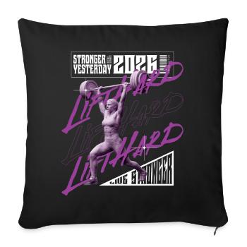 Weight lifting woman, purple pink light version - Sofa pillowcase 17,3'' x 17,3'' (45 x 45 cm) - black - Front