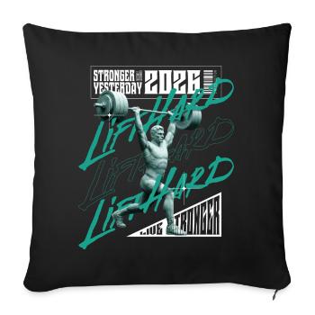Homme en musculation, version rose violet clair - Housse de coussin décorative 45 x 45 cm - noir - Devant