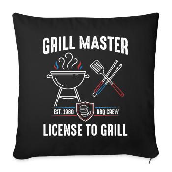 Licence maîtresse de grill pour griller - Housse de coussin décorative 45 x 45 cm - noir - Devant
