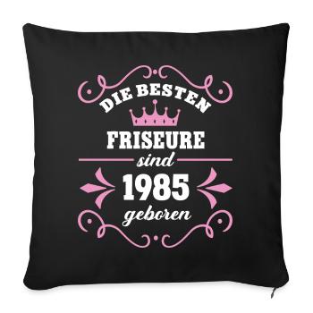 Anniversaire de coiffeur 1985 Coiffeur vintage - Housse de coussin décorative 45 x 45 cm - noir - Devant
