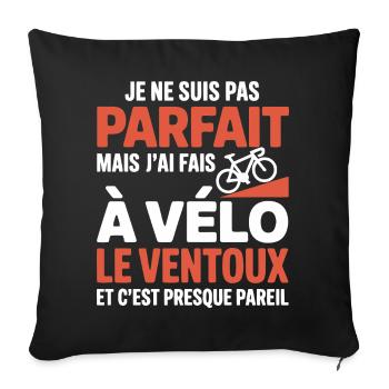 j ai fais le ventoux à vélo cadeau velo cycliste - Housse de coussin décorative 45 x 45 cm - noir - Devant