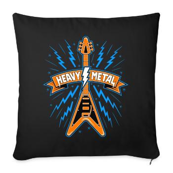 Heavy Metal Banner mit Gitarre - Sofakissenbezug 45 x 45 cm - Schwarz - Vorne