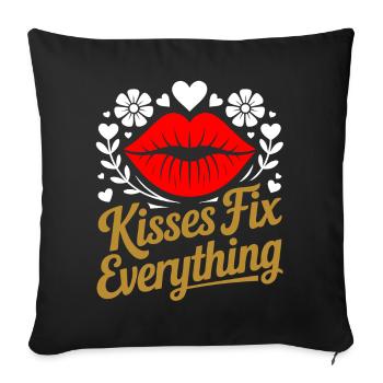 Kisses heal everything - Sofa pillowcase 17,3'' x 17,3'' (45 x 45 cm) - black - Front