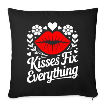 Kisses heal everything - Sofa pillowcase 17,3'' x 17,3'' (45 x 45 cm) - black - Front