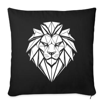 Tête de lion géométrique noire et blanche - Housse de coussin décorative 45 x 45 cm - noir - Devant