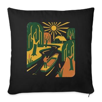 Nature rétro vintage - Housse de coussin décorative 45 x 45 cm - noir - Devant