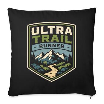Coureur d’ultra-trail - Housse de coussin décorative 45 x 45 cm - noir - Devant