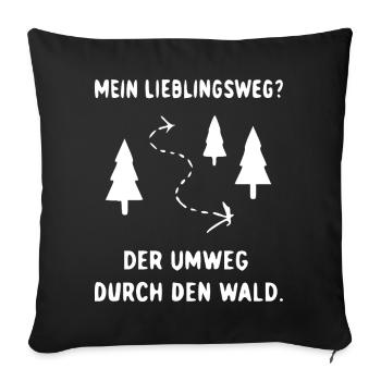 Waldweg Umweg Illustration - Sofakissenbezug 45 x 45 cm - Schwarz - Vorne