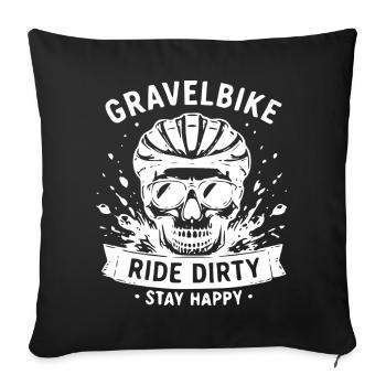 Gravel Bike Skull Ride Dirty - Sofa pillowcase 17,3'' x 17,3'' (45 x 45 cm) - black - Front