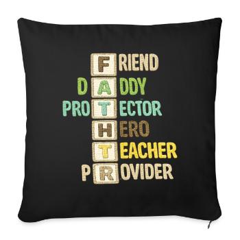 Fête des pères - Housse de coussin décorative 45 x 45 cm - noir - Devant