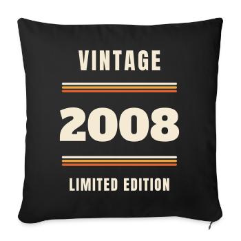 Vintage 2008 - Cadeau vintage pour le 18e anniversaire - Housse de coussin décorative 45 x 45 cm - noir - Devant