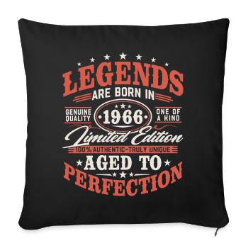 Cadeau d’anniversaire vintage vintage rétro 1966 - Housse de coussin décorative 45 x 45 cm - noir - Devant
