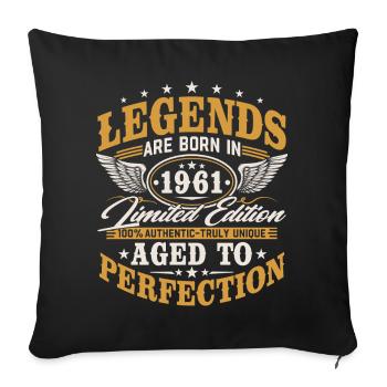 1961 Jahrgang geboren Geburtstag Vintage Geschenk - Sofakissenbezug 45 x 45 cm - Schwarz - Vorne