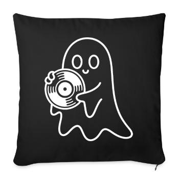 Ghost with vinyl record - Sofa pillowcase 17,3'' x 17,3'' (45 x 45 cm) - black - Front