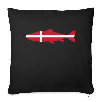 Lachs_Dänemark_umriss - Sofakissenbezug 45 x 45 cm - Schwarz - Vorne