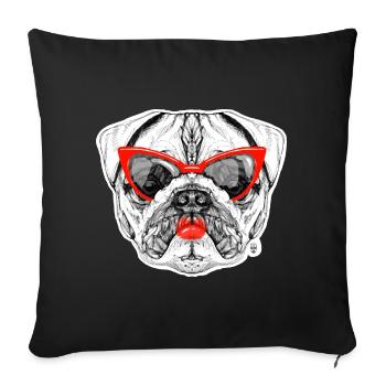 Mops-Dame - Sofakissenbezug 45 x 45 cm - Schwarz - Vorne