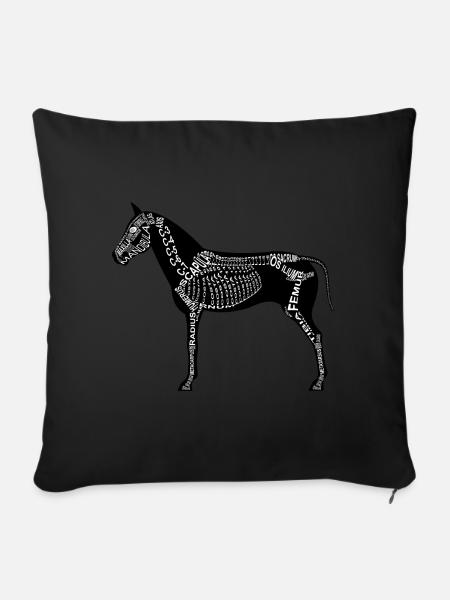 Pferde-Skelett - Sofakissenbezug 45 x 45 cm - Schwarz