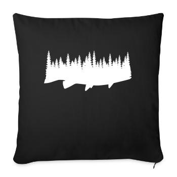 Poisson et forêt - Housse de coussin décorative 45 x 45 cm - noir - Devant