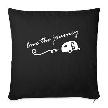Wohnwagen "love the journey" - Sofakissenbezug 45 x 45 cm - Schwarz - Vorne