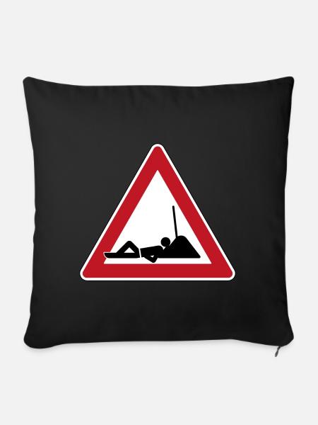 Pause Bauschild - Sofakissenbezug 45 x 45 cm - Schwarz