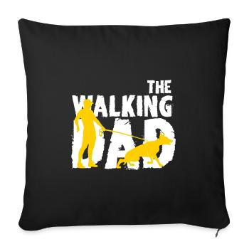 Walking dad and dog - Sofa pillowcase 17,3'' x 17,3'' (45 x 45 cm) - black - Front