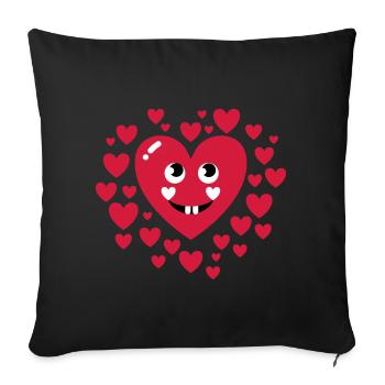 13 Coeur amoureux visage drôle amour amour couples - Housse de coussin décorative 45 x 45 cm - noir - Devant