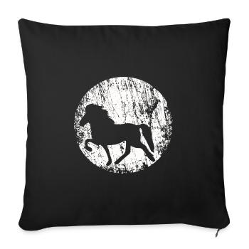 Icelandic Horse : Cheval de cheval de l’Islande Pony Merch - Housse de coussin décorative 45 x 45 cm - noir - Devant