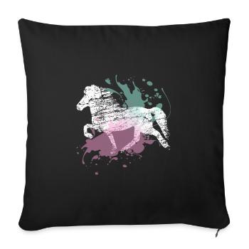 Icelandic Horse : Cheval de cheval de l’Islande Pony Merch - Housse de coussin décorative 45 x 45 cm - noir - Devant