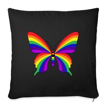 Rainbow Butterfly - Sofa pillowcase 17,3'' x 17,3'' (45 x 45 cm) - black - Front