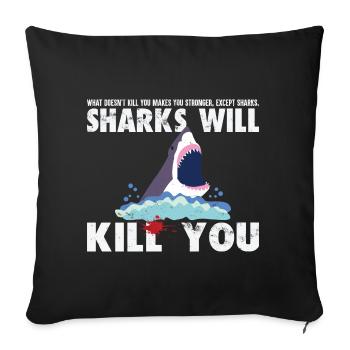 Les requins vont vous tuer drôle - chemise de plongée - Housse de coussin décorative 45 x 45 cm - noir - Devant