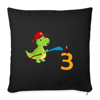 Pompiers Dino 3 anniversaire - Housse de coussin décorative 45 x 45 cm - noir - Devant