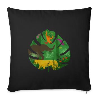 Jungle animals - Sofa pillowcase 17,3'' x 17,3'' (45 x 45 cm) - black - Front