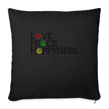 love peace happyness black red green yellow - Sofa pillowcase 17,3'' x 17,3'' (45 x 45 cm) - black - Front