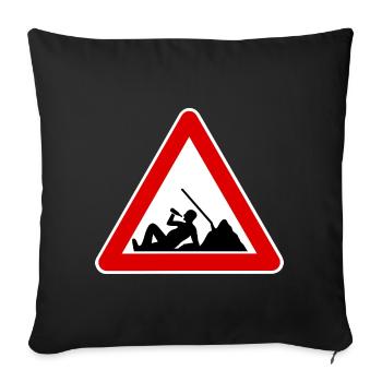 Chantier de construction, travailleur paresseux, signe chantier de construction - Housse de coussin décorative 45 x 45 cm - noir - Devant