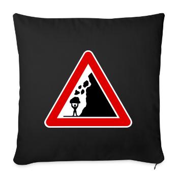 falling rocks, funny road sign bodybuilding - Sofa pillowcase 17,3'' x 17,3'' (45 x 45 cm) - black - Front