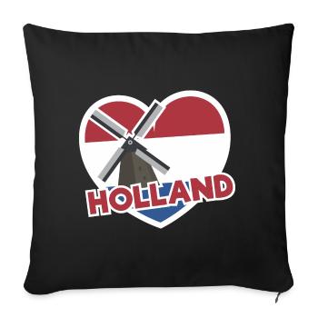 Graphique du drapeau de la Hollande - Housse de coussin décorative 45 x 45 cm - noir - Devant