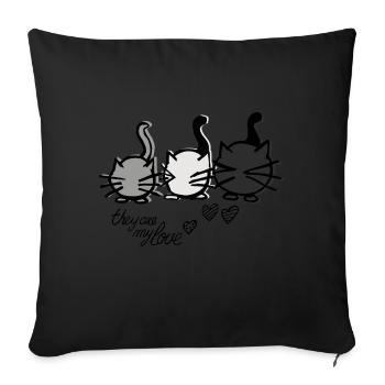 ils sont mon amour. Des chats. - Housse de coussin décorative 45 x 45 cm - noir - Devant