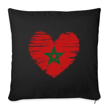 Morocco heart flag flag coat - Sofa pillowcase 17,3'' x 17,3'' (45 x 45 cm) - black - Front