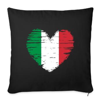 Italy heart flag flag coat of arms - Sofa pillowcase 17,3'' x 17,3'' (45 x 45 cm) - black - Front