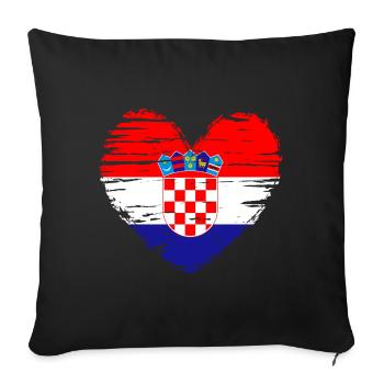 Croatia heart flag flag coat - Sofa pillowcase 17,3'' x 17,3'' (45 x 45 cm) - black - Front
