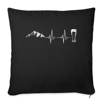 Berge und Bier Herzschlag - Sofakissenbezug 45 x 45 cm - Schwarz - Vorne