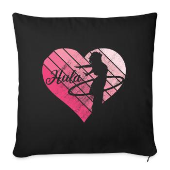 Hula Hupp vintage retro coeur Huller Hoop - Housse de coussin décorative 45 x 45 cm - noir - Devant