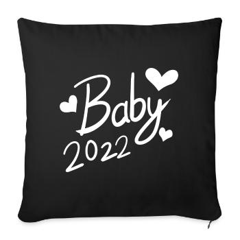 Baby 2022 - Neugeborenes 2022 - Sofakissenbezug 45 x 45 cm - Schwarz - Vorne