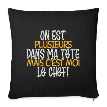 On est plusieurs dans ma tête mais c'est moi chef - Housse de coussin décorative 45 x 45 cm - noir - Devant