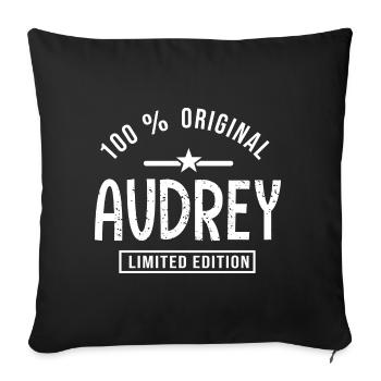 Audrey tshirt personnalisé prénom audrey - Housse de coussin décorative 45 x 45 cm - noir - Devant