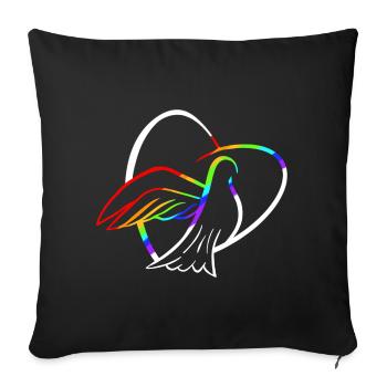 Colombe de la paix aux couleurs de l’arc-en-ciel - Housse de coussin décorative 45 x 45 cm - noir - Devant